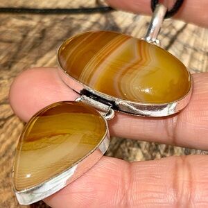 Rustic Color Sardonyx Agate Pendant 2 7/8”